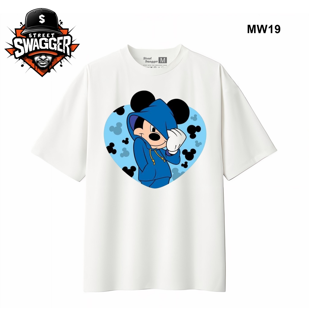 Brand Collection เสื้อยืดมิกกี้เมาส์สีขาว เสื้อยืดการ์ตูน Disney MW15 MW19