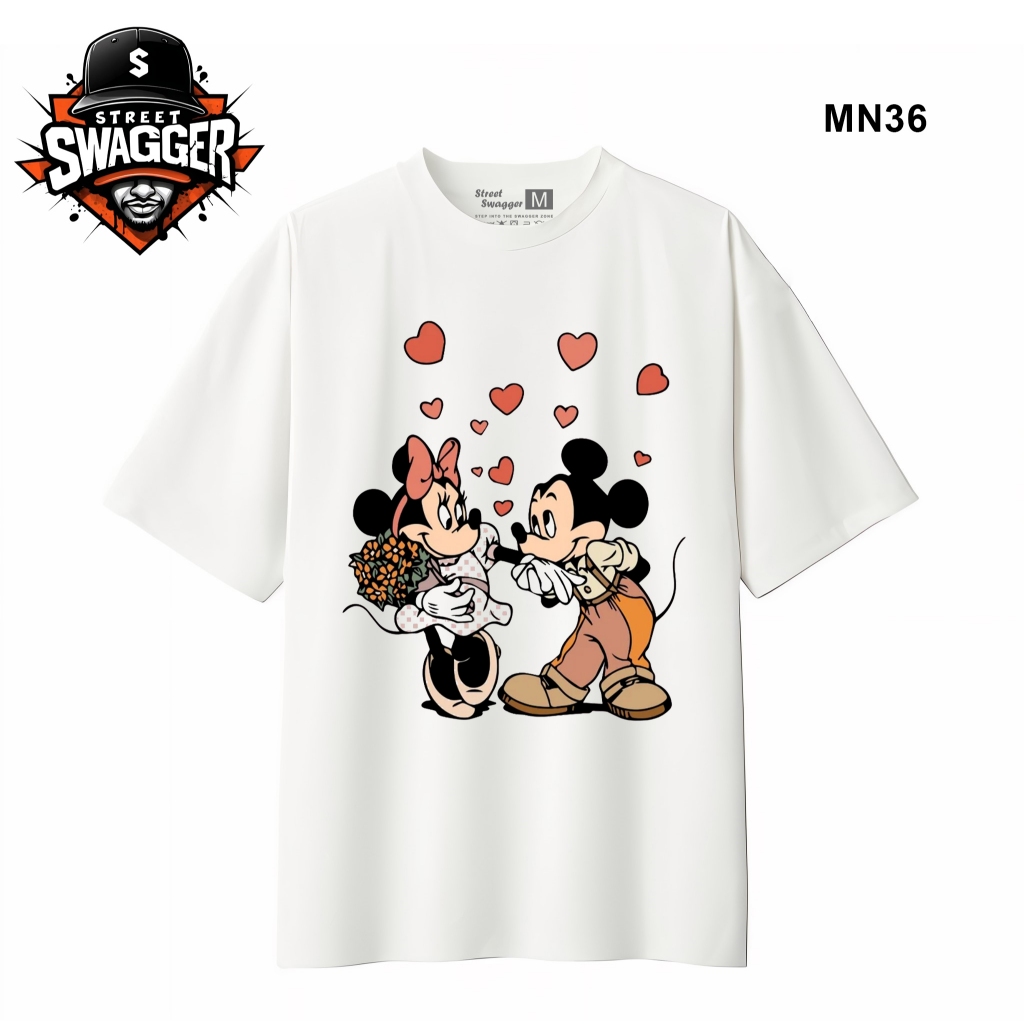 Brand Collection เสื้อยืด Minnie Mouse สีขาว เสื้อยืดการ์ตูน Disney MN33 MN36