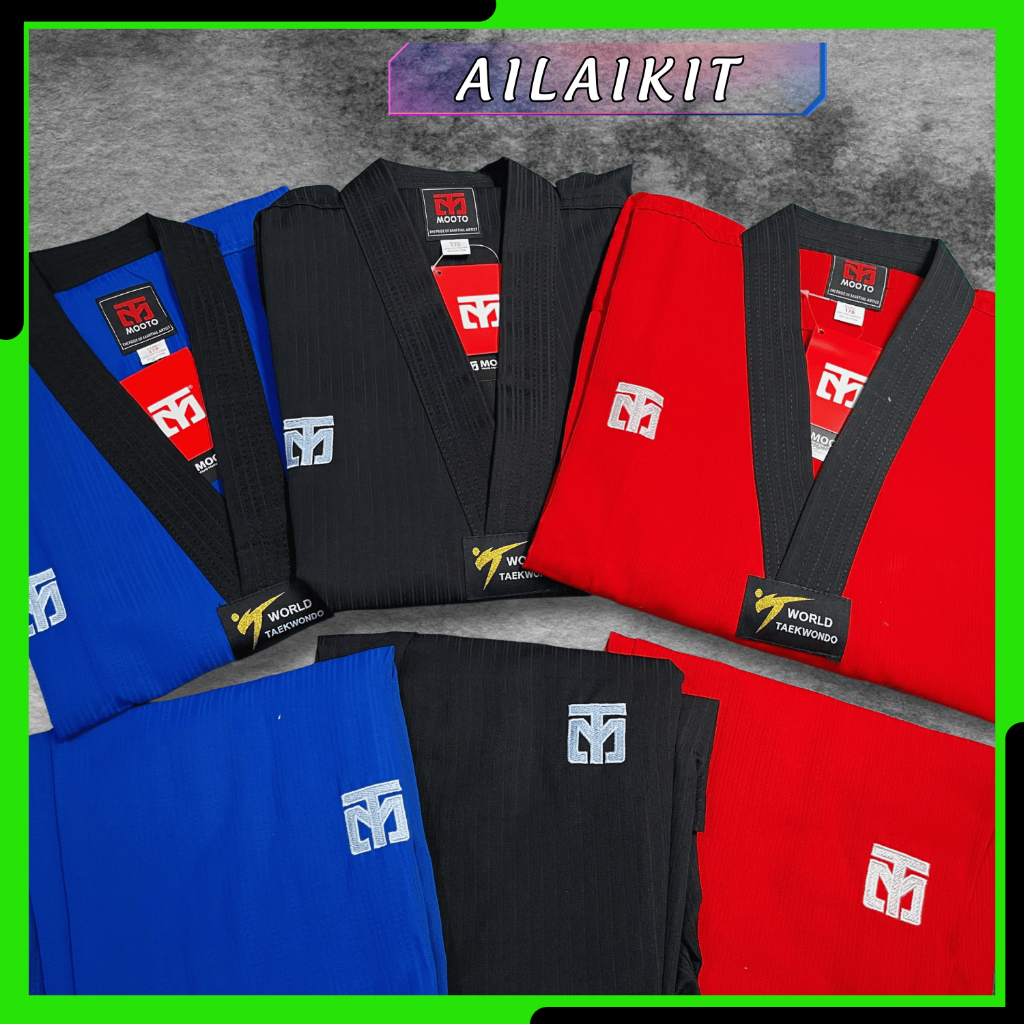VO PHUC TAEKWONDO MOODO FULL BLUE สีดํา แดง | VP Mooto เทควันโดผ้าลายพรีเมียมโดย Ailaikit