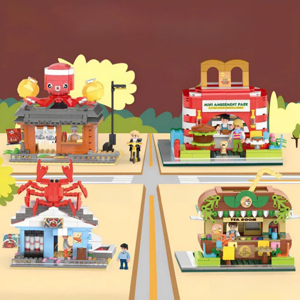 COGO ของเล่นประกอบร้านเค้ก 348 ชิ้นสําหรับเด็ก ของเล่นประกอบ Funky Town