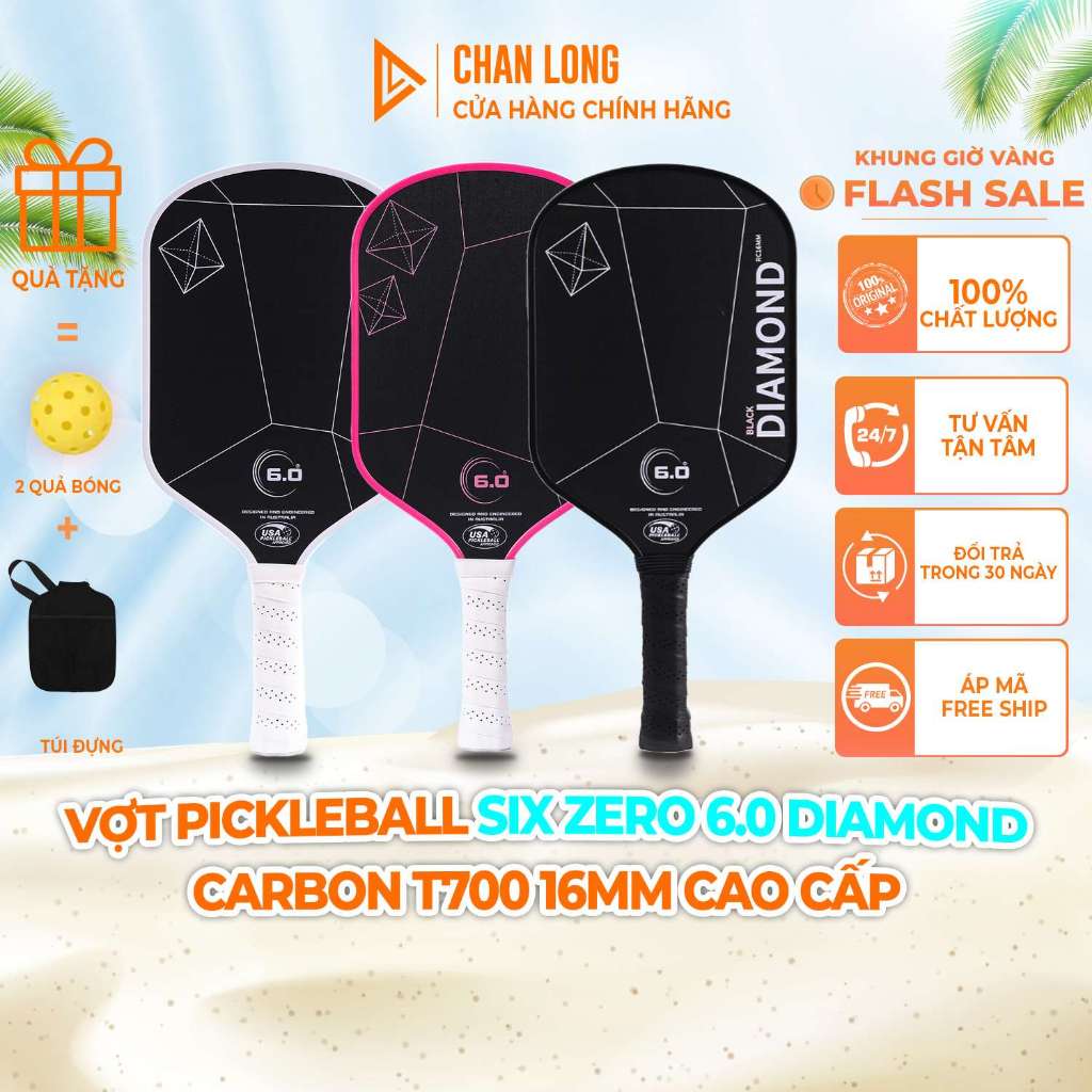 Pickleball Six zero 6.0 Paddle Diamond series Carbon T700 16 มม.คุณภาพสูง OEM USAPA การแข่งขันมาตรฐา