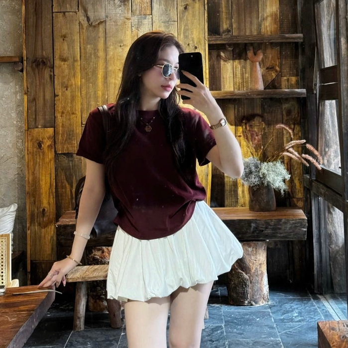 (OLDSCHOOL PHOTO) กระโปรงพองสั้นมีซับในด้านใน Doudou