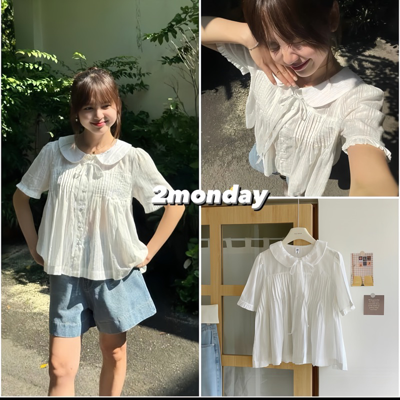 [VIDEO/ AVAILABLE] เสื้อเชิ้ต BABYDOLL WITH LOTUS COLLAR WITH BOW ง่ายต่อการผสมผลิตภัณฑ์ที่สวยงาม A31