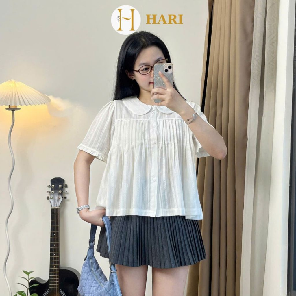 เสื้อเชิ้ต Hari babydoll คอปกบัวและโบว์สวย 259 P0K43