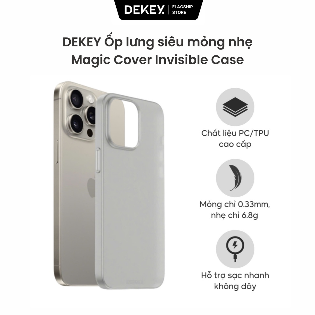 DEKEY เคสโทรศัพท์ Ultra Thin น้ําหนักเบากันกระแทกที่มองไม่เห็นกรณี PC+TPU Non-Yellow