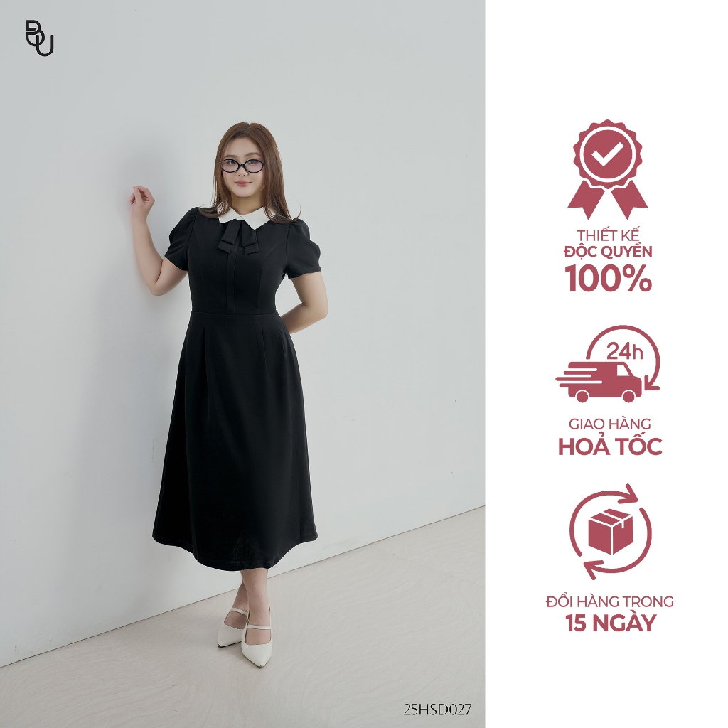 BIGSIZE เดรสบานเชิ้ตคอปกสีขาว – 25HSD027 - [BUstu Bigsize]