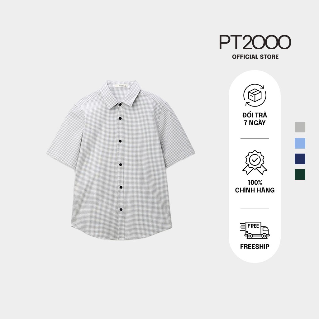 เสื้อเชิ้ตผู้ชาย PT2000 แขนสั้น ผ้าคอตตอน ทรง Regular (SMM-N888)