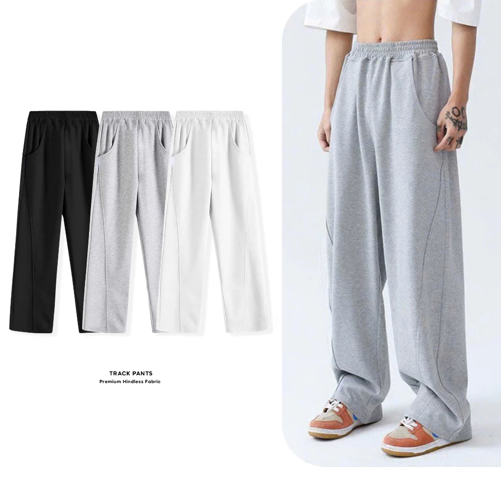 Track Pants กางเกงผ้าสักหลาดขากว้าง Halley กางเกงขากว้างกีฬา unisex สีเทาสําหรับผู้ชายและผู้หญิง D11