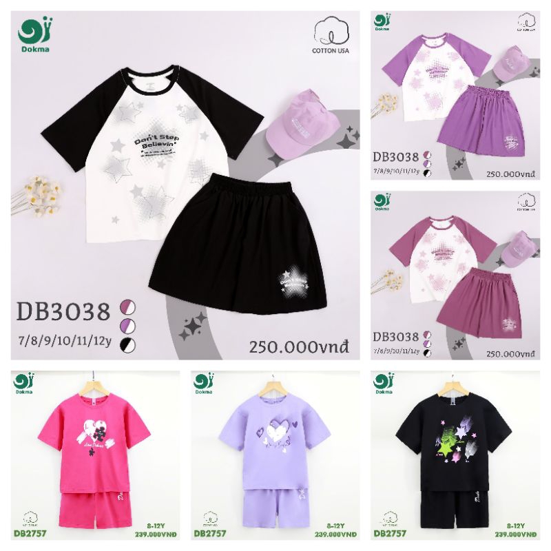 (ทรงใหญ่) ชุดแขนกุดเด็กผู้หญิง Dokma 7-12Y DB3038, DB2757, DB3032