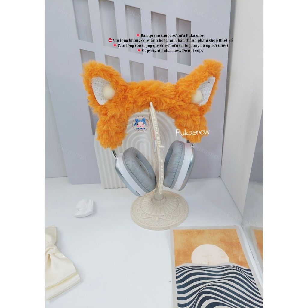ที่ครอบหูฟัง | ฝาครอบหูฟังโครเชต์ดีไซน์ Pukasnow Fox Ear