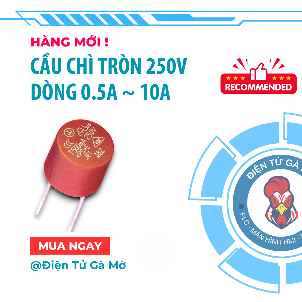 [1 CON] ฟิวส์กลม 250V 8x8 Series 0.5A, 0.63A, 0.8A, 1A, 1.25A, 2A, 2.5A, 3.15A, 4A, 5A, 6.3A, 8A, 10