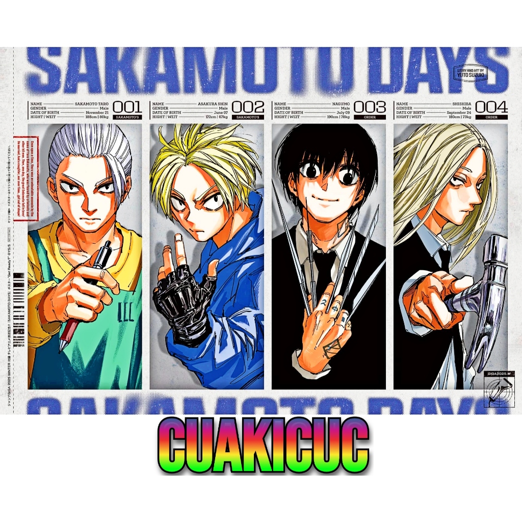 [GENUINE JAPANESE] โปสเตอร์ Sakamoto Days Jump GIGA Winter 2025 – Sakamoto/Shin/Shishiba/Nagumo – รายการแสดงผลระดับพรีเมียม