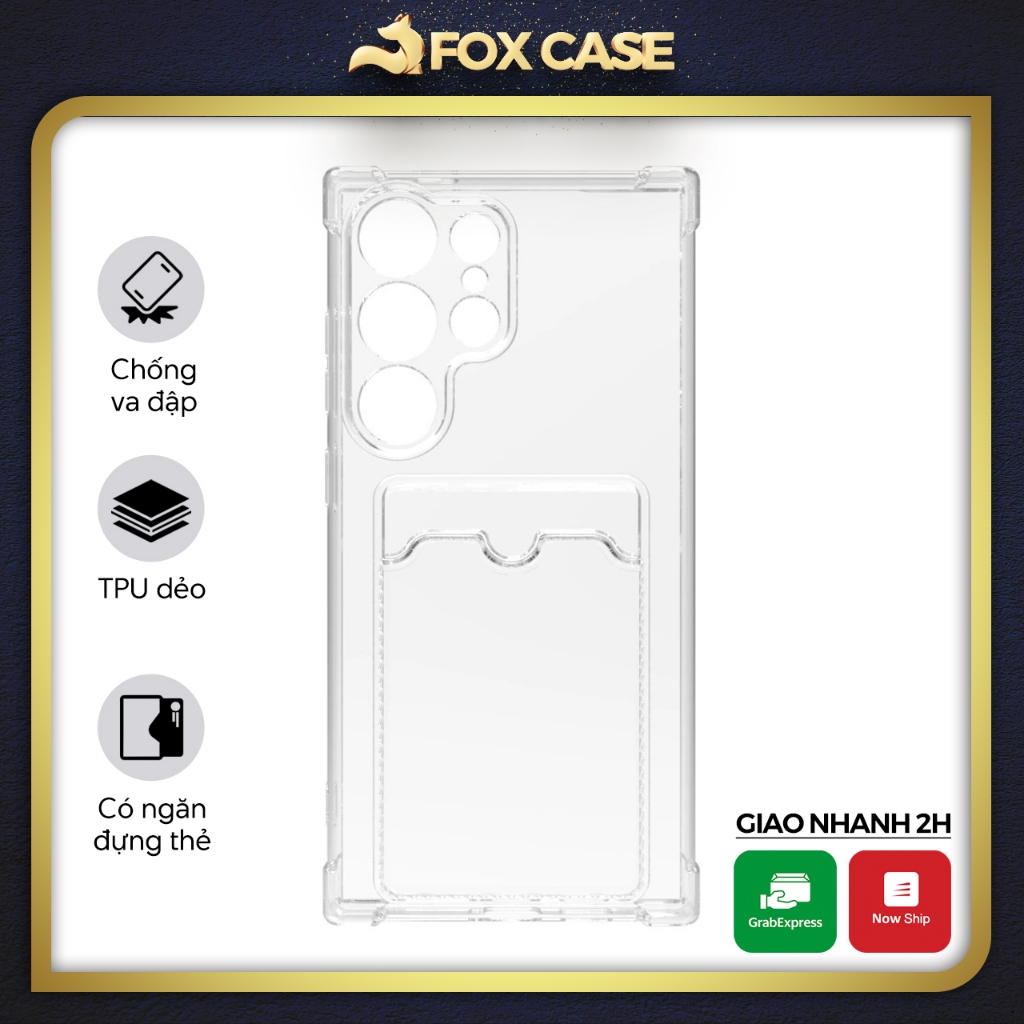 S26 Ultra, S25 Ultra, S24 Ultra, S25 Plus, S25 wallet Case with card holder, พลาสติกใส - Fox Case