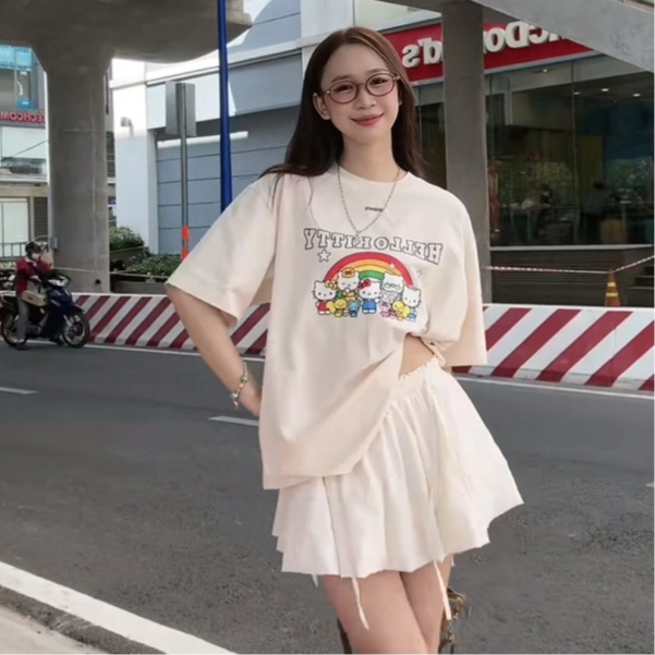 [LOCAL BRAND] Hello kitty Rainboww Semi Cotton T-shirt Fashion Local Brand Unisex