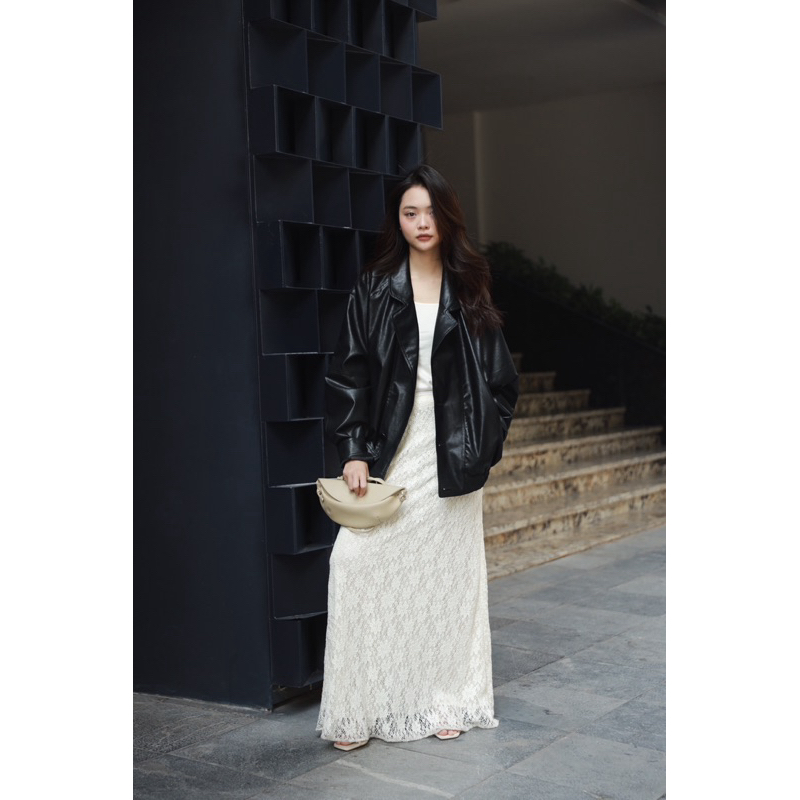 LEATHER BOMBER JACKET - เสื้อเชิ้ตฟรีไซส์ทําจากหนังด้านนุ่ม