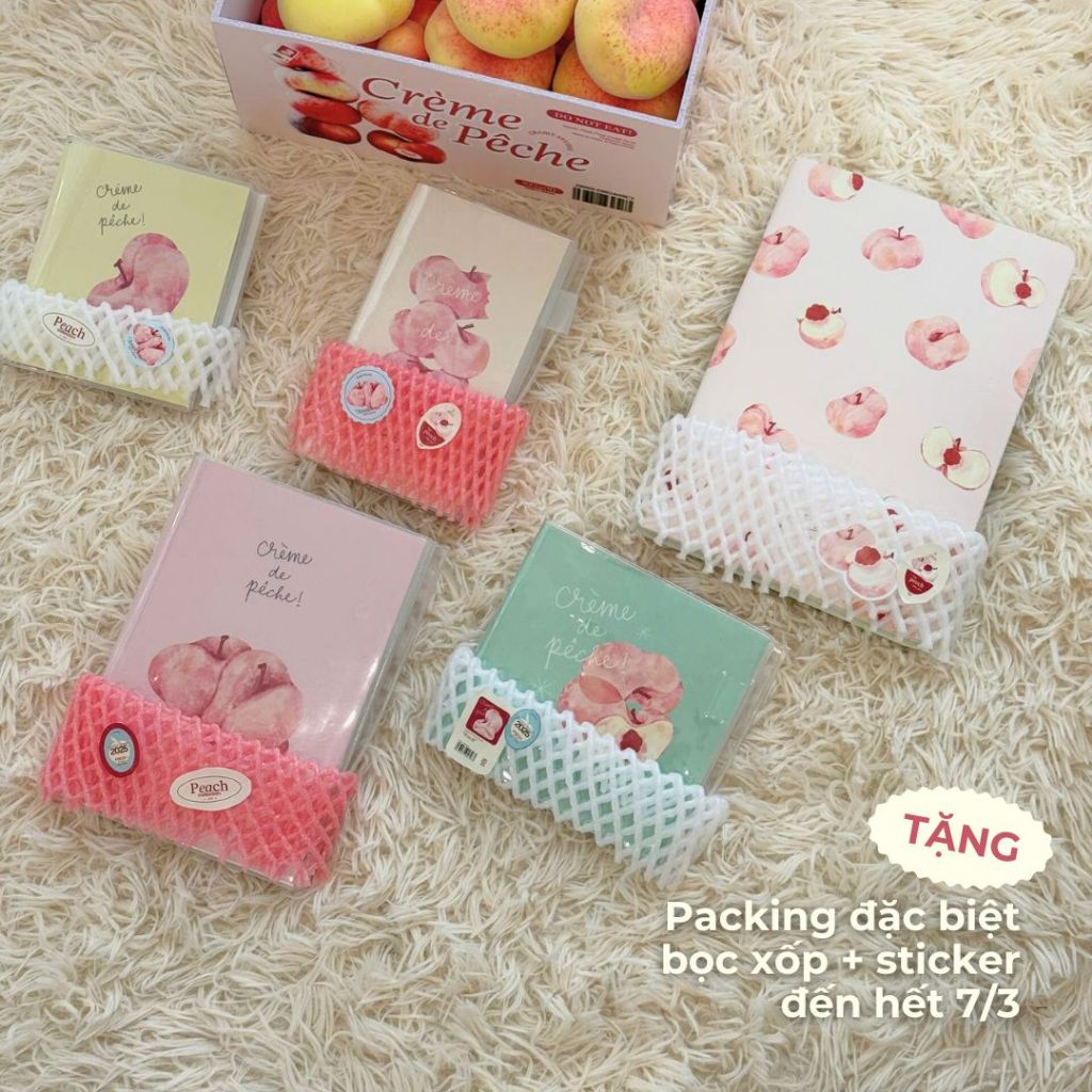[GIVE STICKER] Notebook A5 A6 Square sketchbook Crabit Peach notebook dot grid สมุดโน๊ตแนวนอน พร้อมสติ๊กเกอร์ Peach Pocket ฟรี