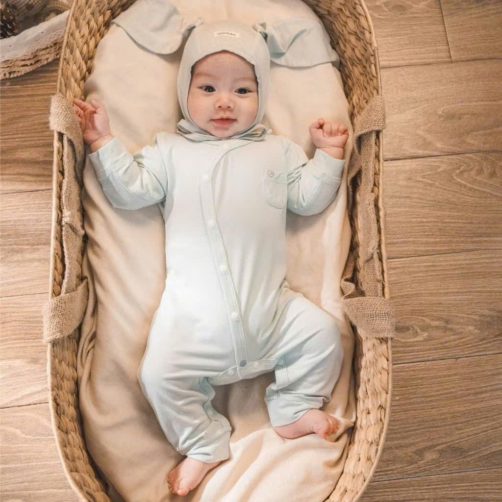 [Bu Baby] ชุดบอดี้สูทแขนยาว Bubaby มีกระเป๋า Bubaby สําหรับทารกตั้งแต่แรกเกิดถึง 3 เดือน BBB2108A1