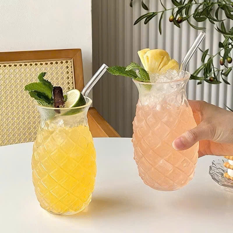 A Creative Pineapple Glass Cup แก้วค็อกเทลลายนูนโปร่งใส นมกาแฟเครื่องดื่มความจุ 500ml
