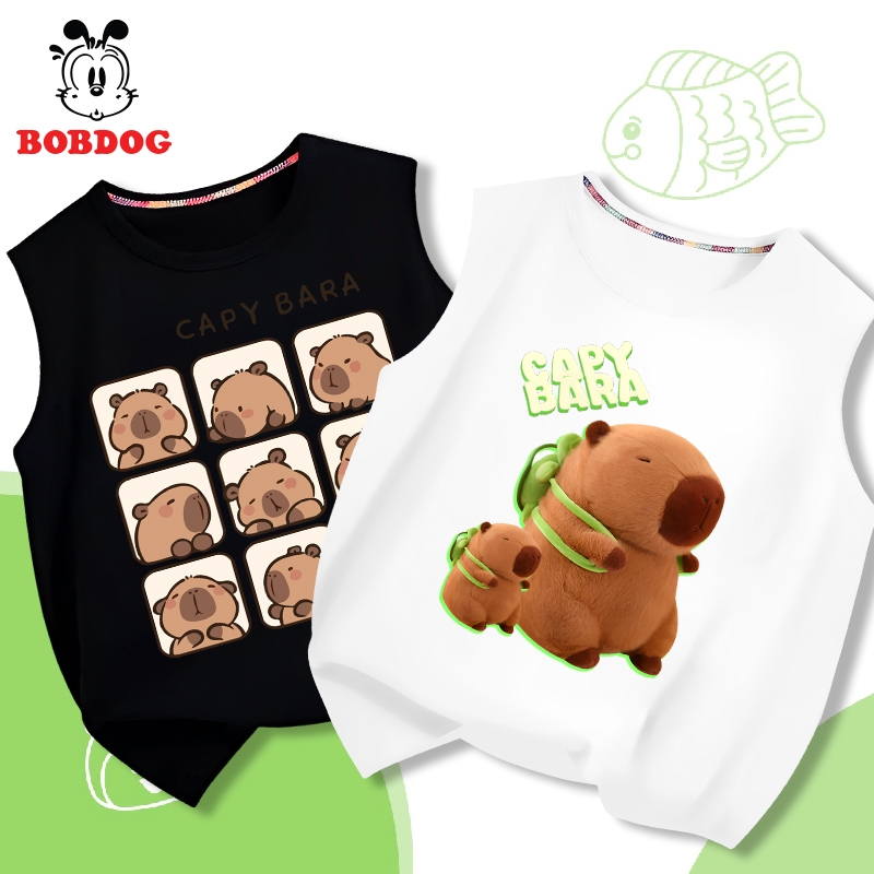 เสื้อกล้ามเด็กชาย BOBDOG ผ้าคอตตอนสําหรับเด็กตั้งแต่ 10kg-36kg พิมพ์ลาย Capybara รหัส B