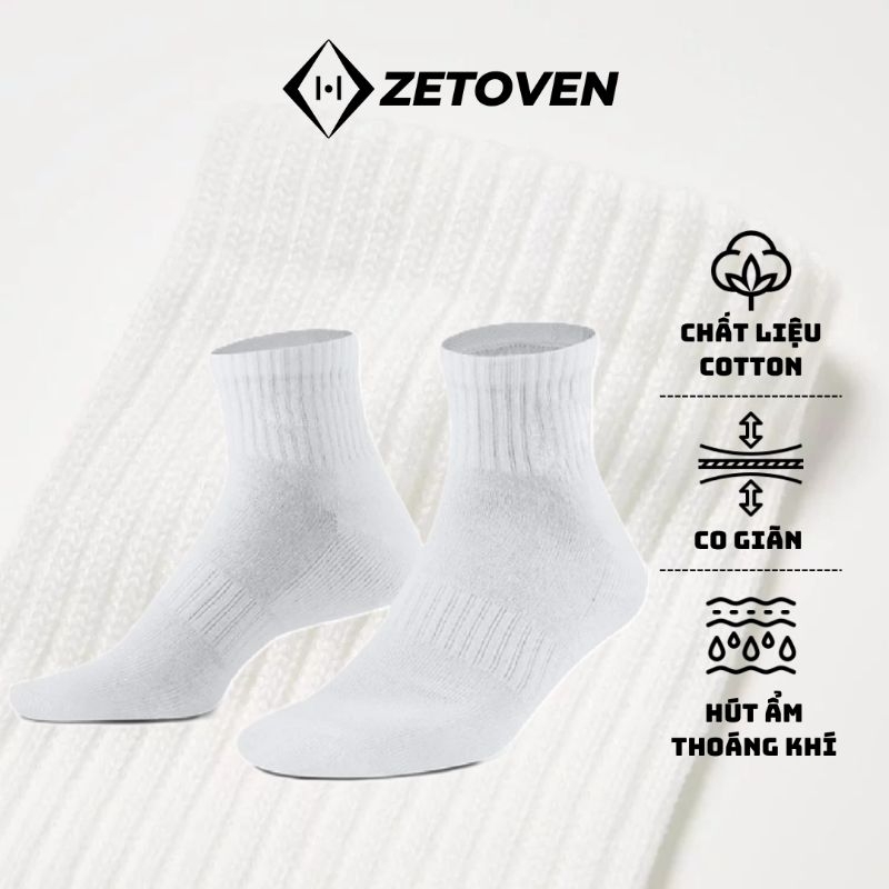 [Combo of 3] Zetoven Cotton Sports Socks Z011/Z021, Mid-cut, Cushion, Anti-Foot Odor