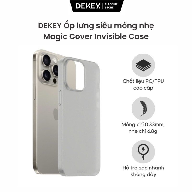 (DEKEY) Magic Cover Crystal เคสโทรศัพท์โปร่งใสและที่มองไม่เห็นบางเฉียบและทนทานต้นฉบับ