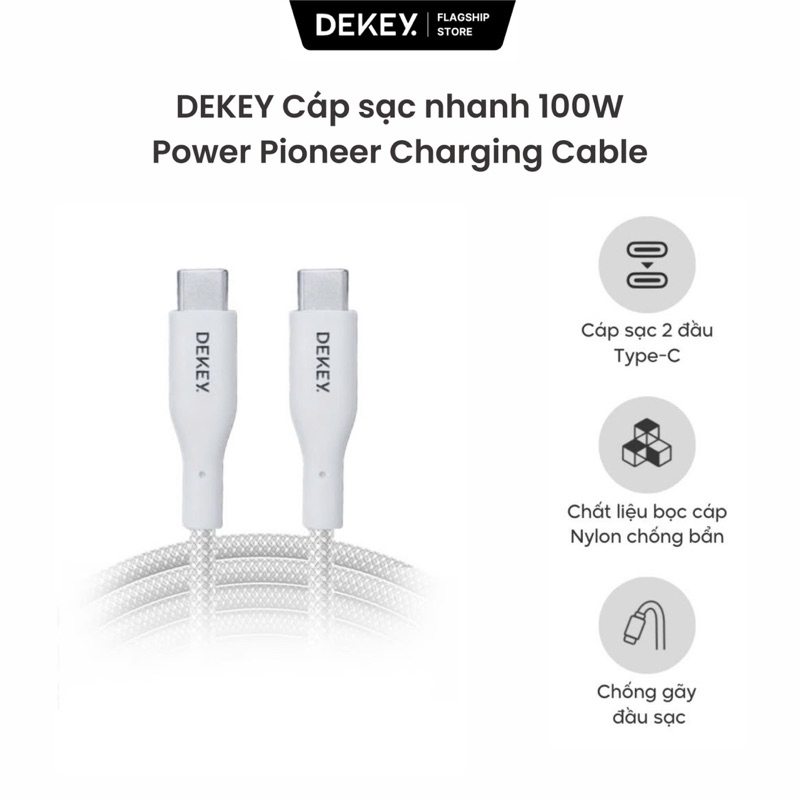 DEKEY Type C To Type C สายชาร์จเร็วรองรับการชาร์จอย่างรวดเร็ว 100W สําหรับโทรศัพท์และแท็บเล็ต