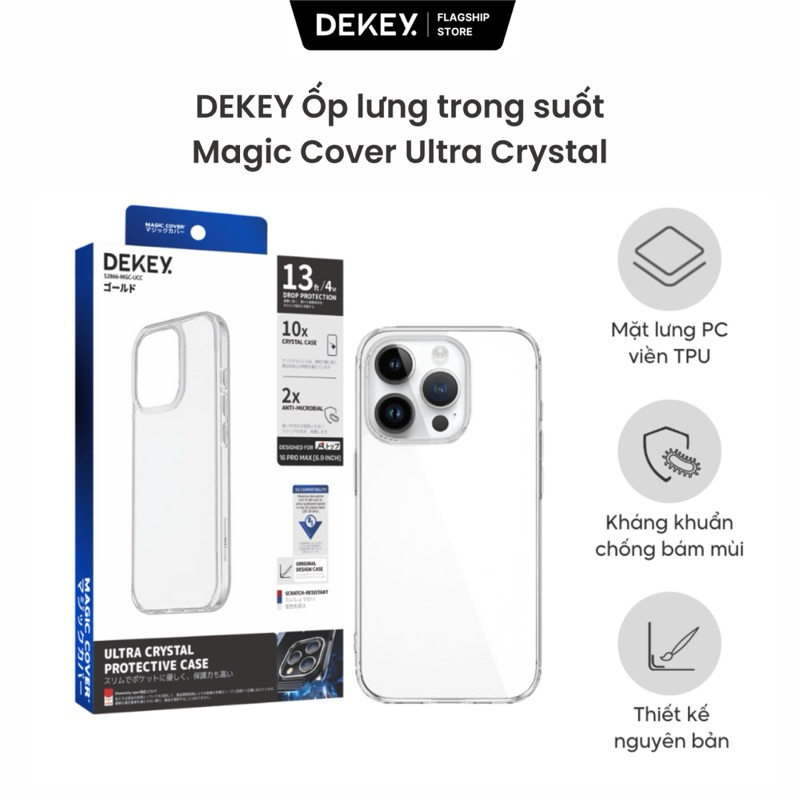 DEKEY Magic Cover คริสตัลกันกระแทกเคสโทรศัพท์โปร่งใส PC ด้านหลังขอบ TPU โปร่งใส