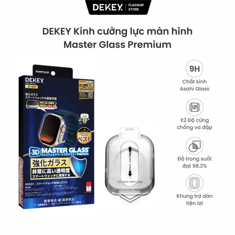 DEKEY กระจกนิรภัยตัวป้องกันหน้าจอสมาร์ทวอทช์พร้อมกรอบกาว