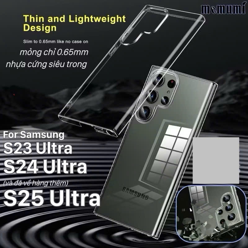 SS25ULTRA / S24 Ultra / S24 Plus/ S23 / S23 ultra / S22 Ultra _ เคส MEMUMI ด้านหลังแข็งใสไม่เหลืองขอ