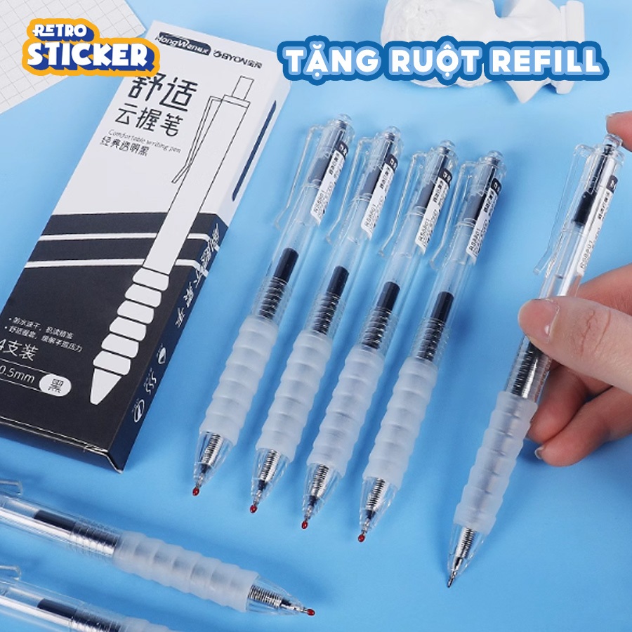 [GIVE] A575 ปากกาลูกลื่นเจลแบบกด 0.5 มม. Nib หมึกสีดําการเขียนเรียบแห้งเร็วสําหรับนักเรียน