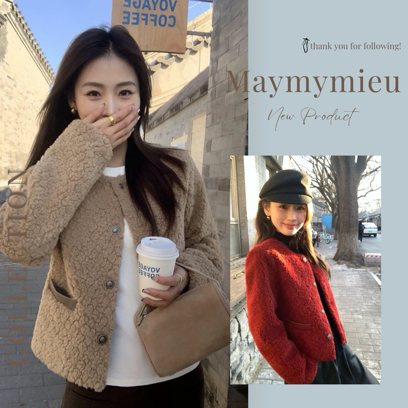 เสื้อโค้ทขนสัตว์สั้น PUSUMERE ของแท้ M45