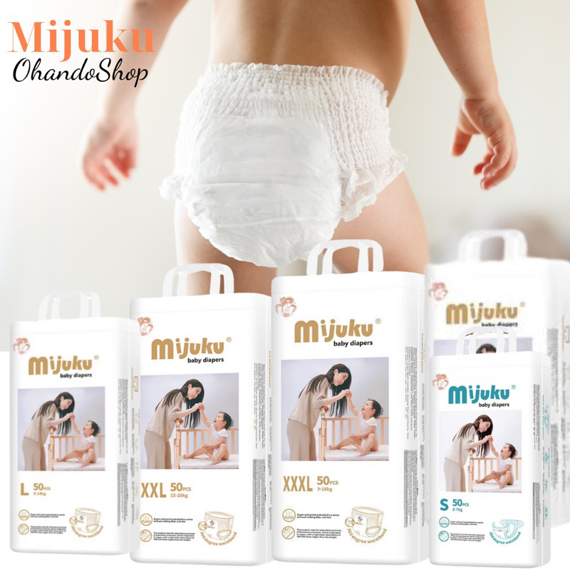 ผ้าอ้อม Mijuku 100 ชิ้น Size S100/M100/L100/xxl100/xxxl100/4x 100/5x100