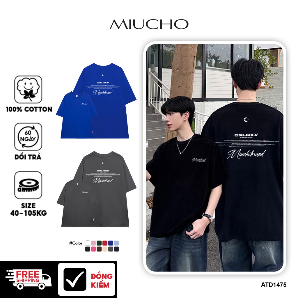 แบรนด์ท้องถิ่น ATD1475 Miucho เสื้อยืดผู้ชายทรงหลวม ผ้าคอตตอนเท่ๆ คอกลม พิมพ์ลายผสม