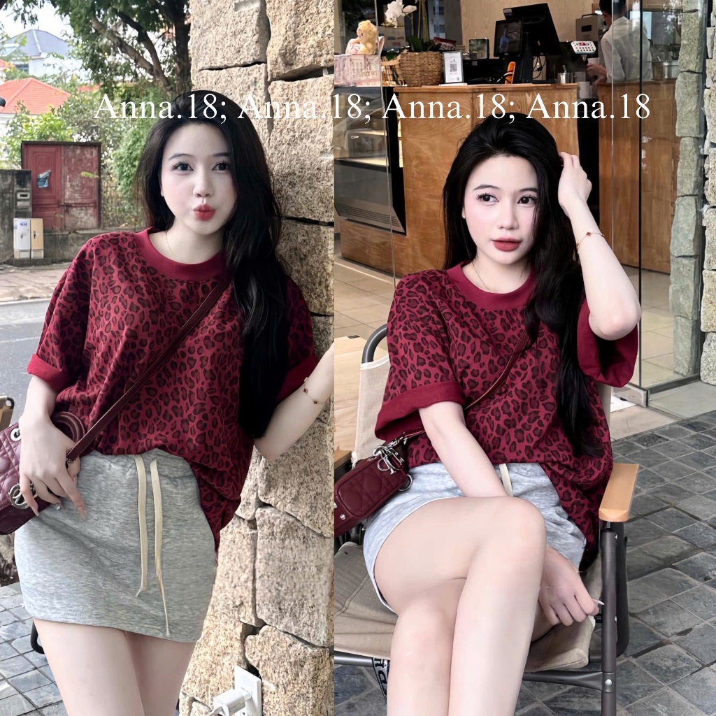 เสื้อยืดผู้หญิงเสื้อยืดหลวมลายเสือดาวสไตล์หนา Hottrend 2025 - Quynh Mai Store