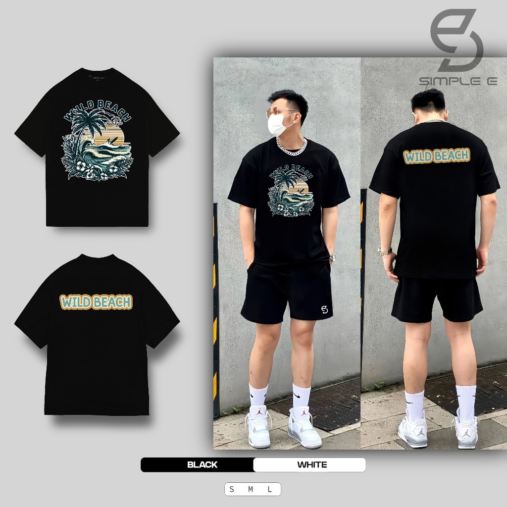 เสื้อยืด Unisex Local Brand BRAND SIMPLE "E" Form Oversize Cotton 100% WildBeach.