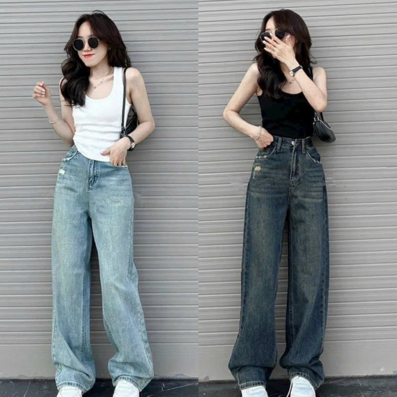 BLee กางเกงยีนส์ทรงตรงสีน้ําเงินเข้มและสีฟ้าอ่อน B30 และ B31 กางเกงยีนส์ QC แบบนุ่ม ความยาว 103 ซม. 