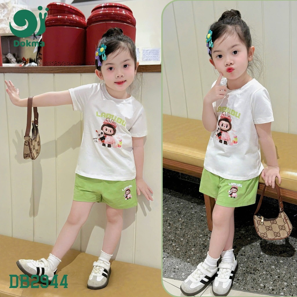 DOKMA DB2944 ชุดเดรสแขนกุดเด็กผู้หญิง (2-6Y) เนื้อลาบู ผ้าคอตตอนนิ่มเย็นสบาย