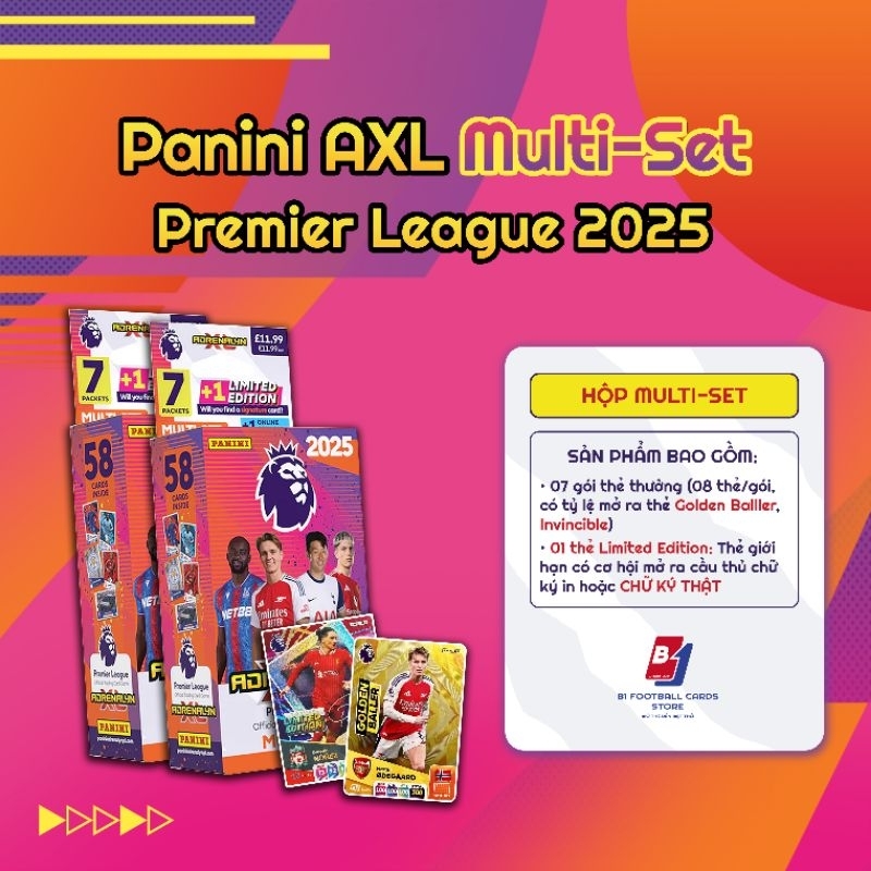 กล่องการ์ด Multiset - Panini Adrenalyn XL Premier League 2025 - การ์ดเครื่องเล่น Premier League ของแ