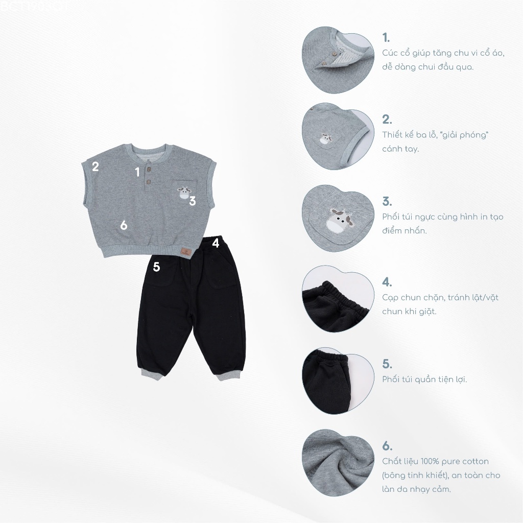 BCT1903QT Friend Terry เสื้อกั๊กและกางเกงคอเต่ามีกระเป๋า