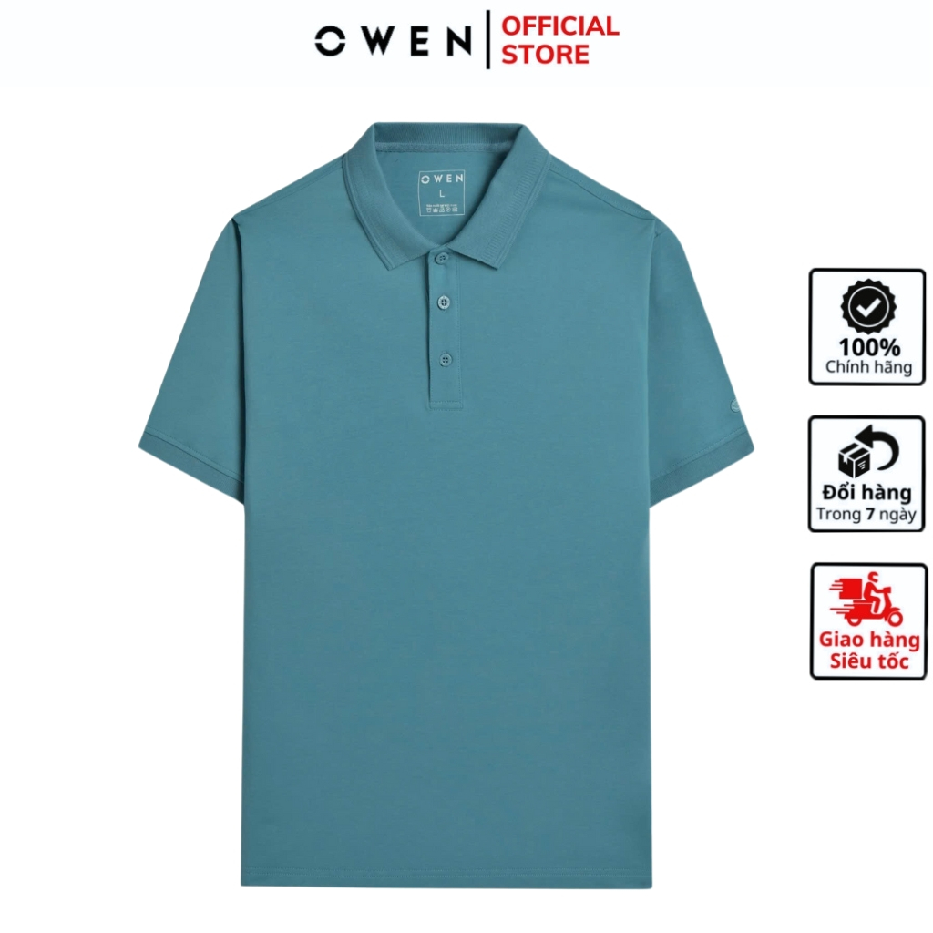 OWEN APV เสื้อโปโลแขนสั้น253614 เสื้อยืดคอปกเปิดลงสีเขียวมิ้นต์สําหรับผู้ชายเนื้อนุ่มผ้าฝ้ายคุณภาพสู