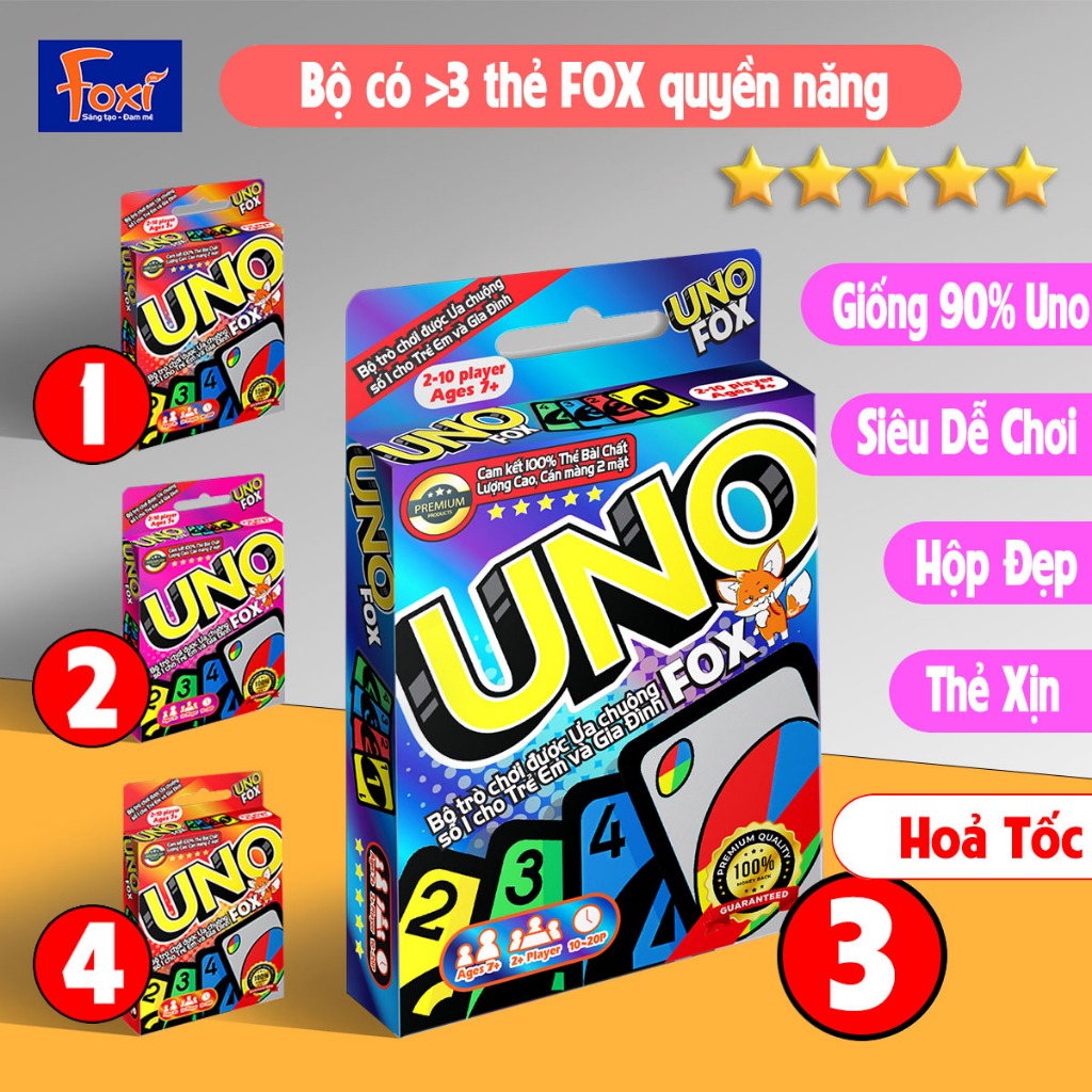 เกมกระดาน-UNO FOX-Foxi-uno flip-uno kiss-cardgame Uno-เกมที่ดี-ตําแหน่งกลุ่มตลก