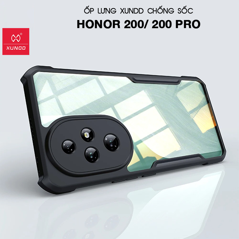 เคส XUNDD Honor 200/ Honor 200 Pro - กันกระแทก ด้านหลังใส ขอบ TPU