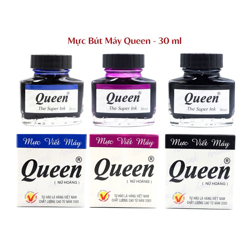 Fountain Pen Ink - Queen Fountain Pen Ink 30ml High Quality, Blue, Purple - สินค้าของแท้