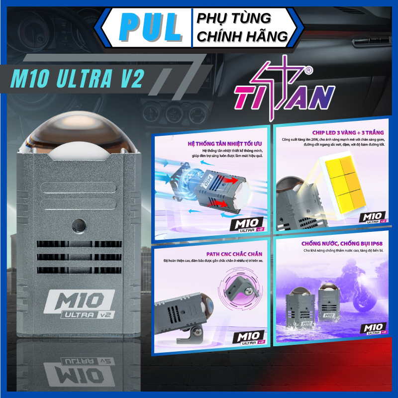 TITAN M10 Ultra V1-V2- V3 Mini Ball Bearing Spotlight, ความจุ 28W, ลูกวงรี, กันน้ํา IP68