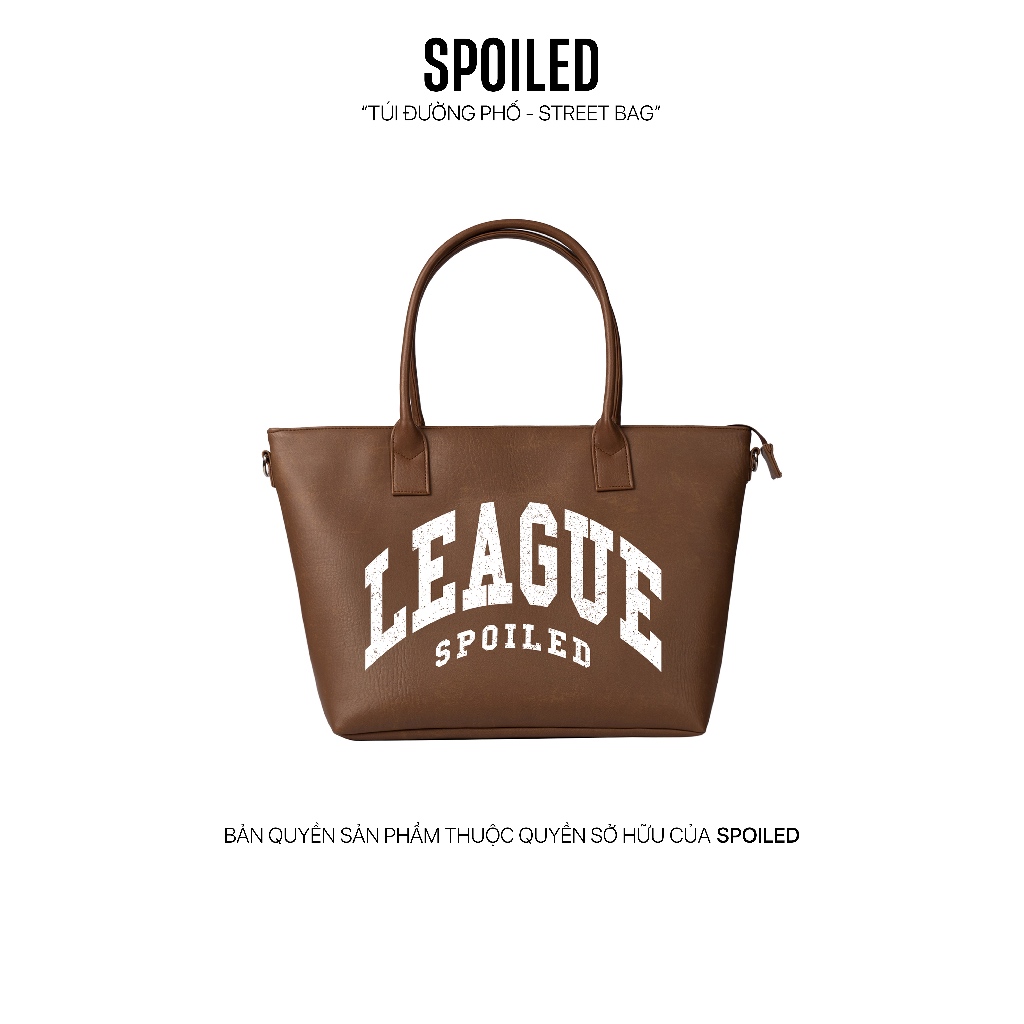 League Large SPOILED Tote Bag Premium PU Leather / Cow Brown