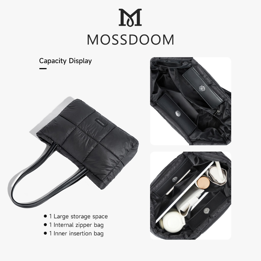 Mossdoom Luffie Bag Simple Design Solid Color Plaid Fashion Soft Shoulder Bag