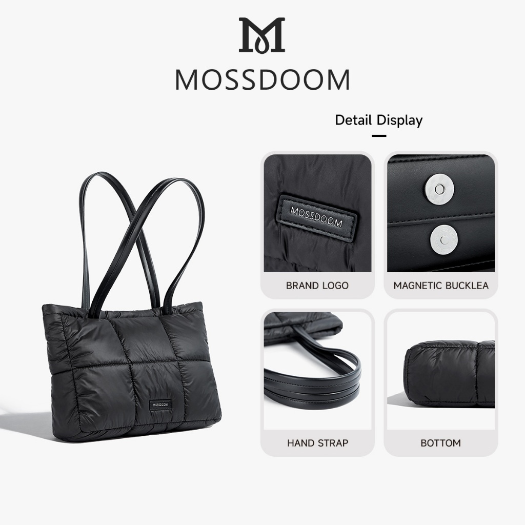 Mossdoom Luffie Bag Simple Design Solid Color Plaid Fashion Soft Shoulder Bag