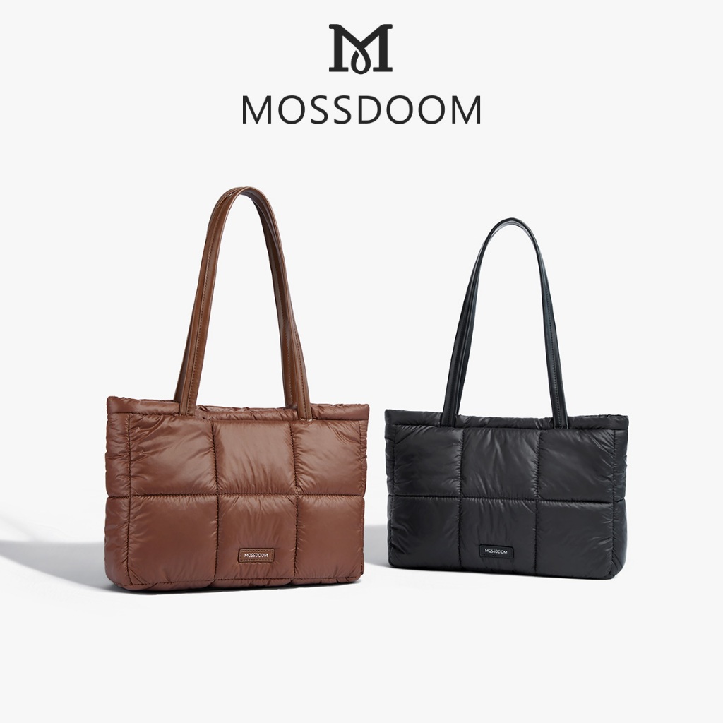 Mossdoom Luffie Bag Simple Design Solid Color Plaid Fashion Soft Shoulder Bag