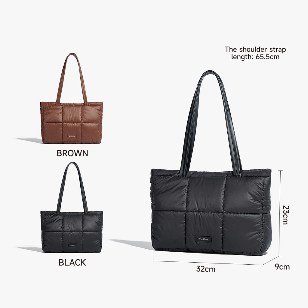 Mossdoom Luffie Bag Simple Design Solid Color Plaid Fashion Soft Shoulder Bag