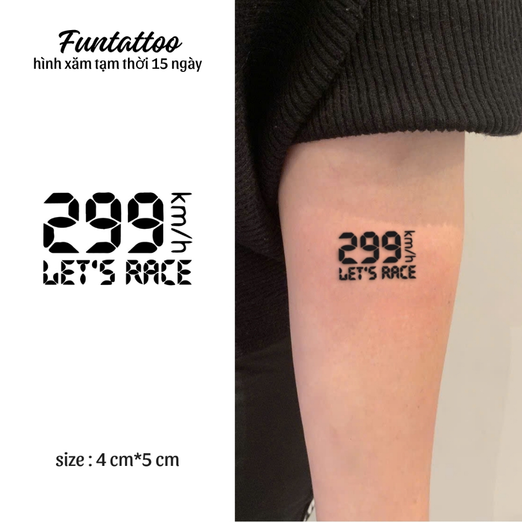รอยสักชั่วคราวที่สวยงาม 15 วัน Racingboy 299km Funtattoo กันน้ํา Anti-Rubling [V-16-8] 299km